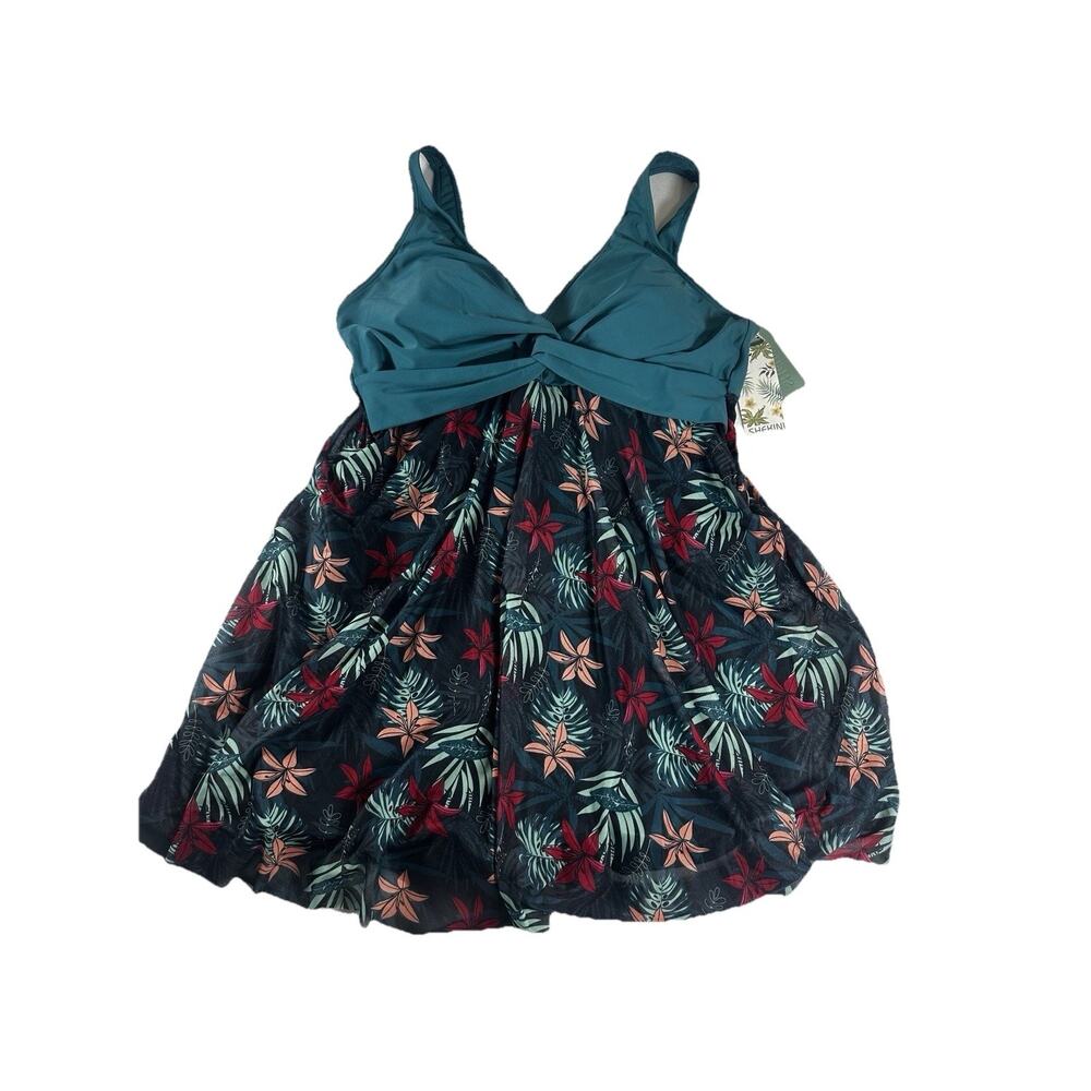 SHEKINI - Plus Size 18W One Piece Swimsuit NWT – Tropical Floral Teal